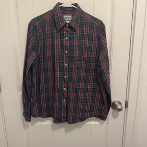 Pendleton Women's Green/Red Plaid Long Sleeve Button Down Shirt Size Large